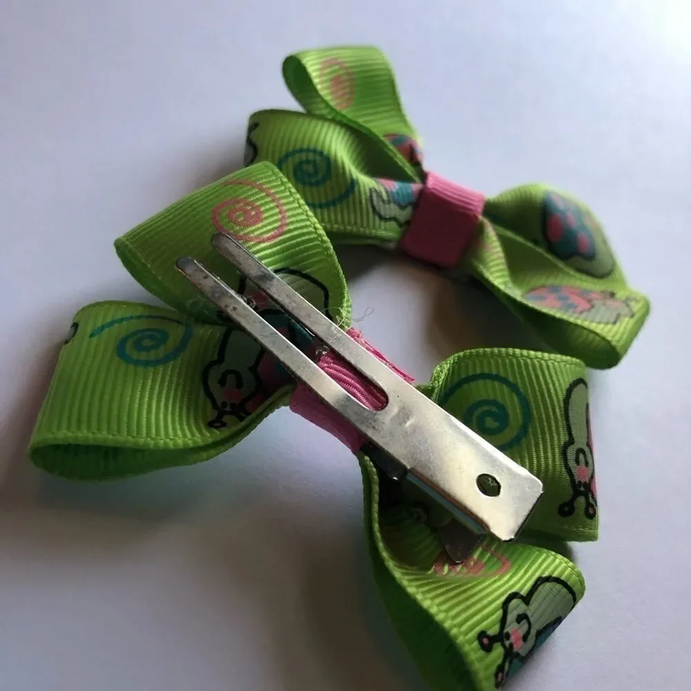 Bow pair hair bows accessories snails swirls green